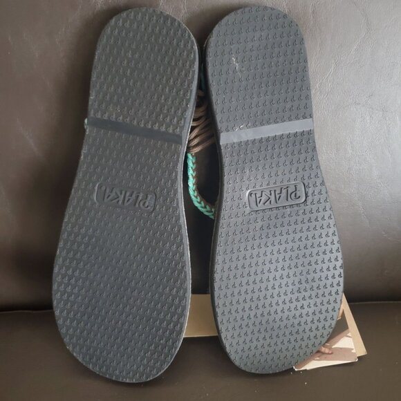 Plaka Flat Sandals Womens palm leaf slip on Stretch-to Fit Straps Sz 10 new - Picture 8 of 9